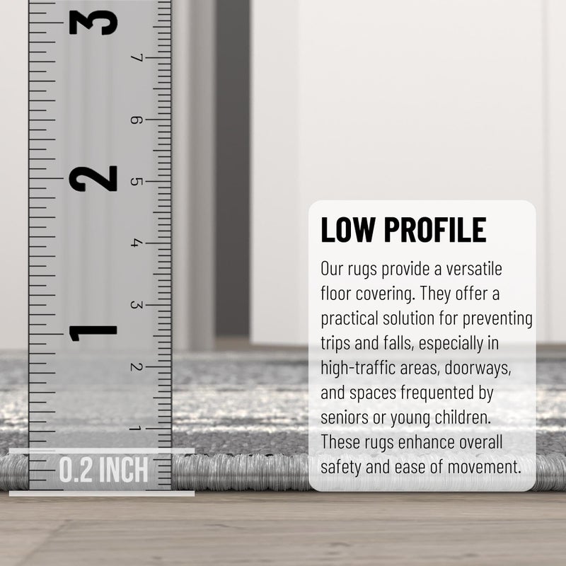 Ottomanson Hallway Runner Rug 1'10" x 7' Non Slip Border Area Rugs Easy to Clean Laundry Rug Runner Durable & Pet Friendly Floor Carpet Runners for Hallways Entryway Living Room Kitchen, Light Gray - Image 4